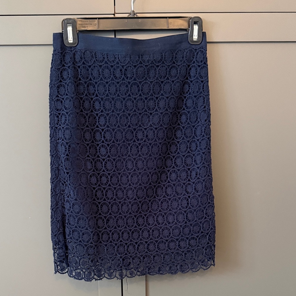 LOFT Elegant Navy Lace Skirt